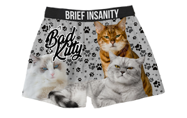Bad Kitty Boxers with pictures of cats on them.