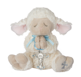 Jesus Loves you Praying Lamb stuffed animal baptism gift for boys