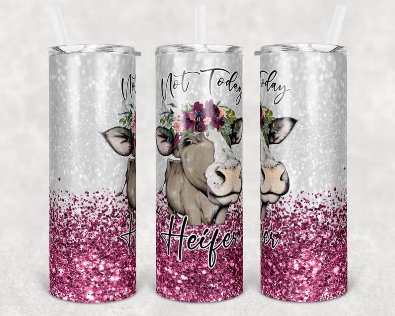 Not Today Heifer Gifts - Stainless Steel Sunflower Heifer Advice Tumbler  Cup 20oz for Farmer Life - Birthday Gifts for Women 