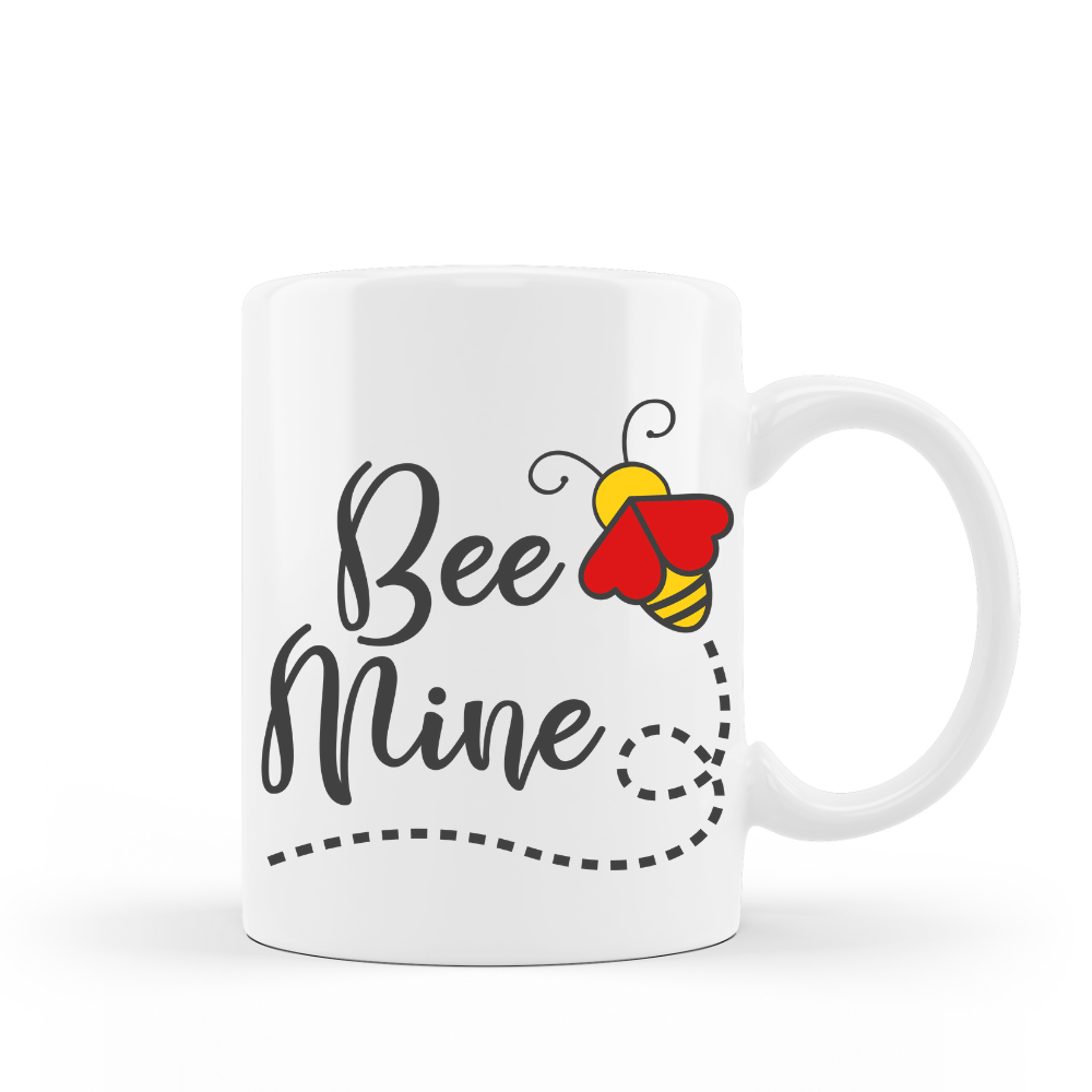 Coffee Mug: Bee Mine Valentines Day Gift Ceramic Coffee Cup 15 oz