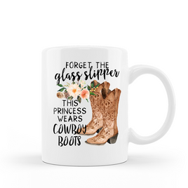 Forget the glass slipper, this princess wears cowboy boots western design on a 15 oz ceramic coffee mug