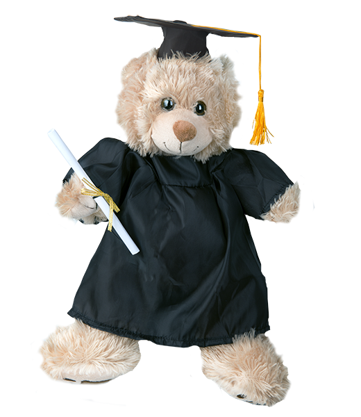 Graduation Cap and Gown clothing for 16" teddy bear stuffed animals for kindergarden graduation gift, high school graduate gift, or college graduate gift