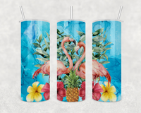 Tropical Flamingo Tumbler Coffee drink stainless steel thermos with lid and straw